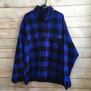 PATAGONIA SYNCHILLA SNAP-T PULLOVER IN BLUE BUFFALO PLAID